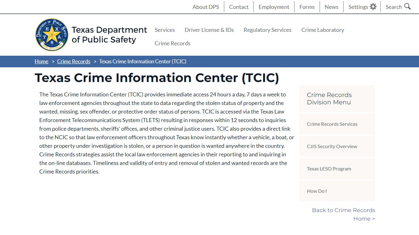 Texas Crime Information Center (TCIC)